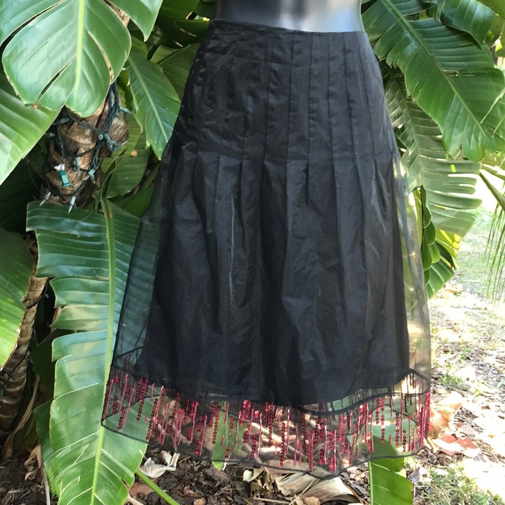 Pleated sheer chiffon and sequins skirt